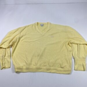 Vintage IZOD Sweater Mens 2XL Yellow V-Neck Pullover 100% Acrylic Made USA